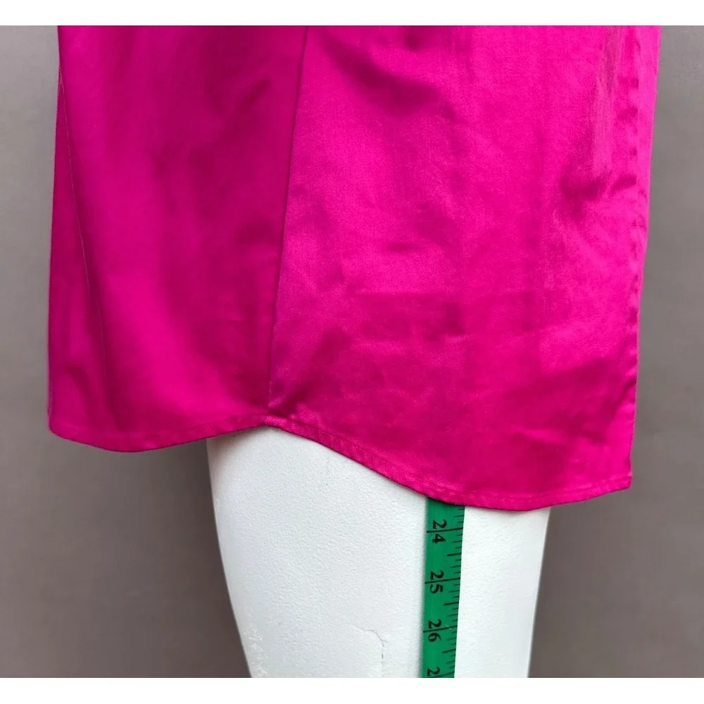 Talbots Fuchsia Pink Blouse 20W Button Up Layered Collar Cotton Stretch Academia